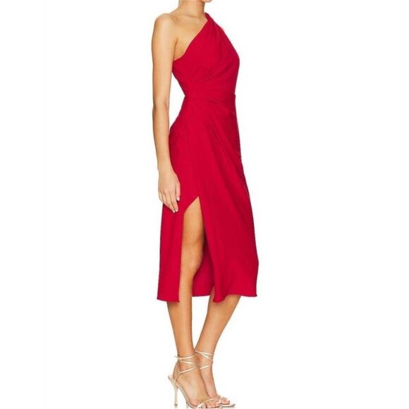 NWT Line and Dot midi mia dress XS cocktail one shoulder side slit - Picture 2 of 6